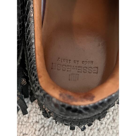 ESSEutESSE Metallic Python Print Lamb Leather Fringe Running Sneaker Black 39 - Picture 9 of 13